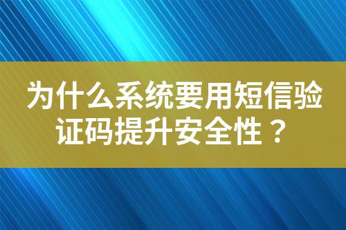 為什么系統要用短信驗證碼提升安全性？