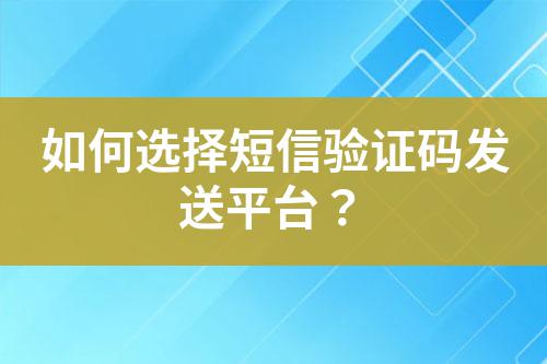 如何選擇短信驗證碼發送平臺？