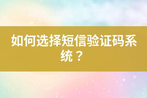 如何選擇短信驗(yàn)證碼系統(tǒng)？
