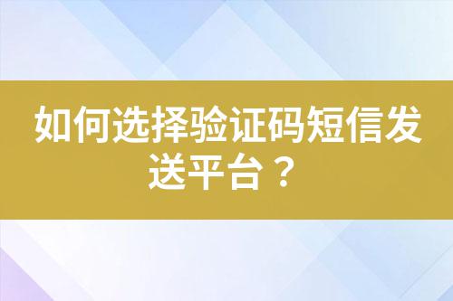 如何選擇驗證碼短信發(fā)送平臺？
