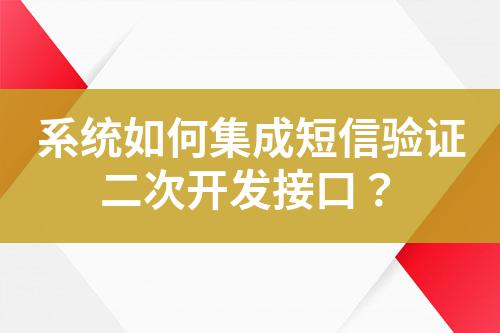 系統(tǒng)如何集成短信驗證二次開發(fā)接口？